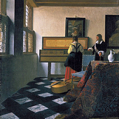 reproductie de muziekles van Johannes Vermeer
